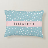 青いダルマチアンスポット、ダルマチアンドット、あなたの名前 アクセントクッション (裏面)
