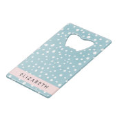 青いダルマチアンスポット、ダルマチアンドット、あなたの名前 クレジットカード栓抜き (裏面アングル)