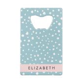 青いダルマチアンスポット、ダルマチアンドット、あなたの名前 クレジットカード栓抜き (裏面)