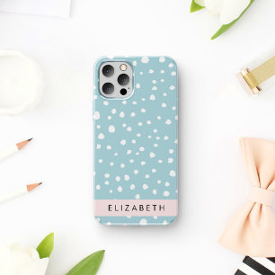 青いダルマチアンスポット、ダルマチアンドット、あなたの名前 iPhone 12 PROケース