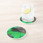 青いダンセルフライは緑の葉の上に。 コースター (側面)