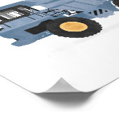 青いダンプトラック建設車両装飾 ポスター (角)