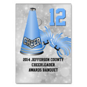 青いチアリーダーの宴会テーブル数カード テーブルナンバー (裏面)