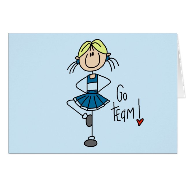 青いチアリーダーのTシャツおよびギフト (正面横)