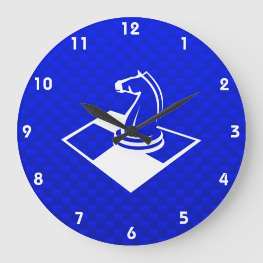 青いチェス ラージ壁時計 (正面)