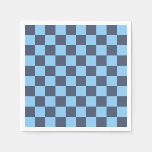 青いチェッカー スタンダードカクテルナプキン (正面)