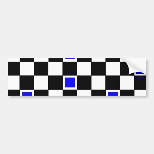 青いチェッカー バンパーステッカー (正面)