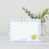 青いチェックのハイドランジアの花の感謝 サンキューカード (スタンド正面)