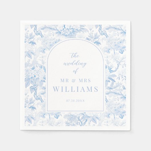 青いチノワジェリー結婚アーチの紙ナプキン スタンダードカクテルナプキン (正面)