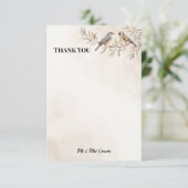 青いチノワズリーの小鳥の結婚式の御礼カード サンキューカード (スタンド正面)
