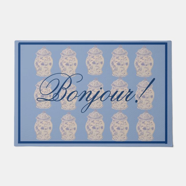 青いチノワセリージンジャージャードゥー ドアマット (正面)