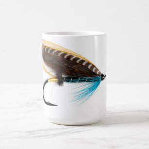 青いチャームのサケはマグを飛ばします コーヒーマグカップ