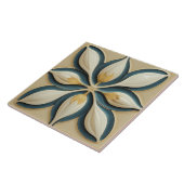 青いチューリップに対する白いチューリップ対称アールデコ タイル (側面)