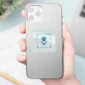 青いチューリップのステッカーの模様 シール (スマートフォン)
