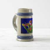 青いチューリップの花束 ビールジョッキ (正面左)