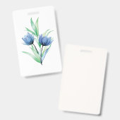 青いチューリップ花 バッジ (正面＆裏面)