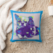 青いチワワの枕 クッション (ブランケット)