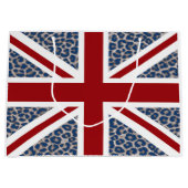 青いチータのプリントが付いている英国国旗のイギリスの旗 ラージペーパーバッグ (正面)