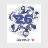 青いチームカラーのバスケットの子供の名前のクラスタ シール (シート)