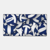 青いチームカラーバレーボールのパタパーソナライズされたーン デスクマット (正面)