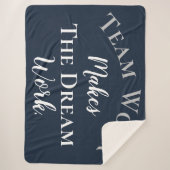 青いチームワークで白く輝く夢の仕事 シェルパブランケット (正面)