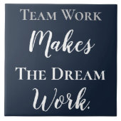 青いチームワークで白く輝く夢の仕事 タイル (正面)