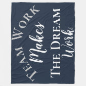 青いチームワークで白く輝く夢の仕事 フリースブランケット (正面)