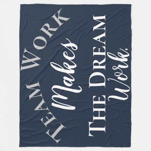 青いチームワークで白く輝く夢の仕事 フリースブランケット (正面)