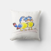 青いツグミの枝 クッション (正面)