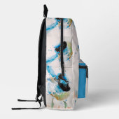 青いツグミの水彩画オーストラリアの鳥 プリントバックパック (左)