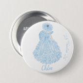 青いツツツジのトレイルのメイドボタン 缶バッジ (正面&裏面)