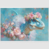 青いティラノサウルスのバレリーナの花冠デコパージュ 薄葉紙 (正面)