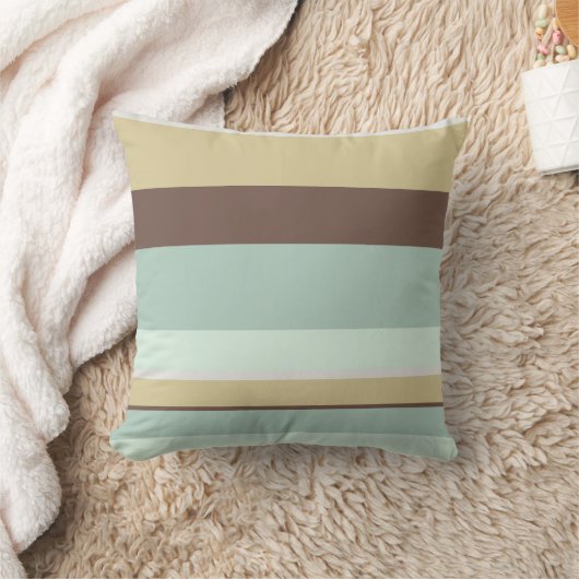 青いティーカップのストライプのな枕 クッション (ブランケット)