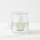 青いティーセットのマグ フロストグラスマグカップ (正面左)