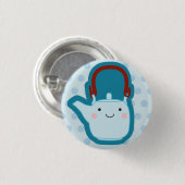 青いティーポット 缶バッジ (正面&裏面)