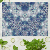 青いティール（緑がかった色）のボヘミアのコテージの国の台所タオル キッチンタオル (折り畳み)