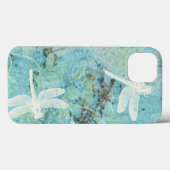 青いティール(緑がかった色)の上にクリームトンボ背景ケースマット Case-Mate iPhoneケース (裏面 (横))