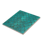 青いティール(緑がかった色)の人魚のスケール タイル (側面)