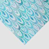 青いティール(緑がかった色)の光沢がある人魚は魚スケールをはかりで測ました 薄葉紙 (詳細)