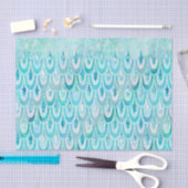 青いティール(緑がかった色)の光沢がある人魚は魚スケールをはかりで測ました 薄葉紙 (クラフト)