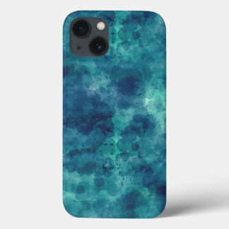 青いティール（緑がかった色）の水の色の抽象化 iPhone 13ケース