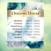 青いティール（緑がかった色）の水の色を開く時間ウィンドウにしがみつく ウィンドウサイン (シート3)