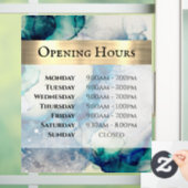 青いティール（緑がかった色）の水の色を開く時間ウィンドウにしがみつく ウィンドウサイン (ホーム)