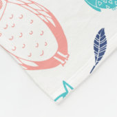 青いティール（緑がかった色）の珊瑚のフクロウの羽パターン毛布 フリースブランケット (角)