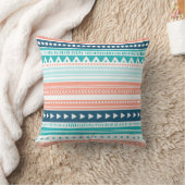 青いティール（緑がかった色）の珊瑚の種族の装飾的な枕 クッション (ブランケット)