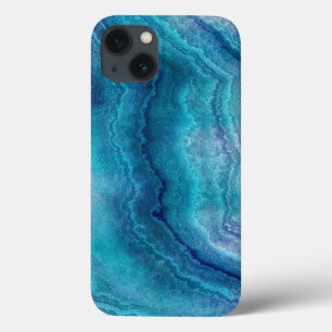 青いティール(緑がかった色)瑪瑙テクスチャ iPhone 13ケース