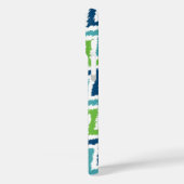 青いティール(緑がかった色)緑の対角線ジグザグイカットパターン Case-Mate iPhoneケース (裏面 / 左)