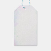 青いティール（緑がかった色）緑の花フローラ結婚式の贈り物の好意 ギフトタグ (裏面)