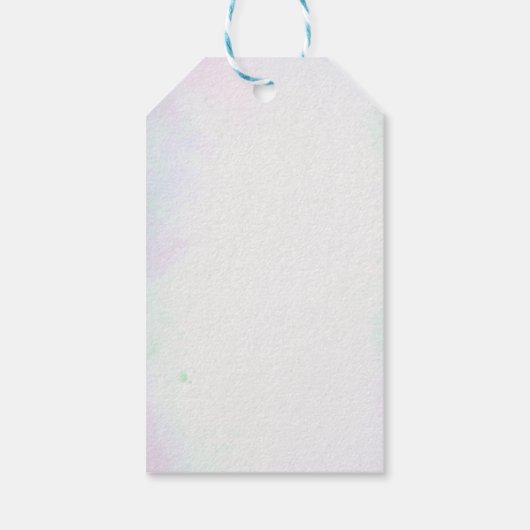 青いティール（緑がかった色）緑の花フローラ結婚式の贈り物の好意 ギフトタグ (裏面)