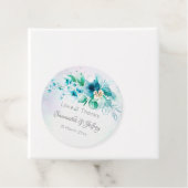 青いティール（緑がかった色）緑の花フローラ結婚式の贈り物 フェイバータグ (インサイチュ)